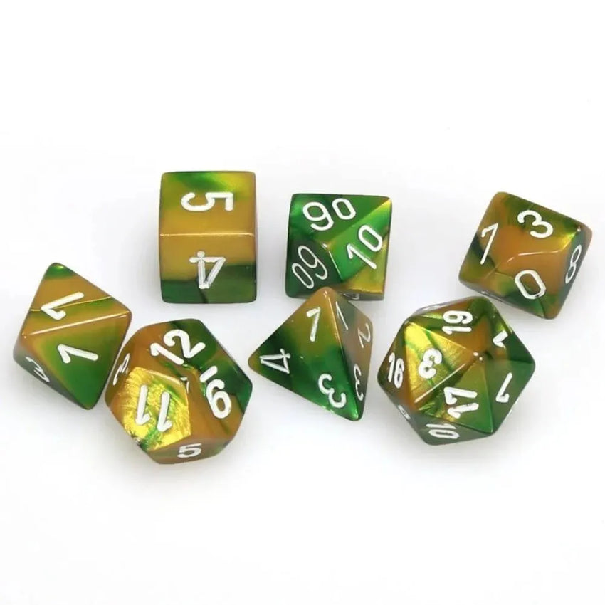 Täringukomplekt Gemini Gold & Green - White (7)-001 Board / Card Games-Brain Games OÜ