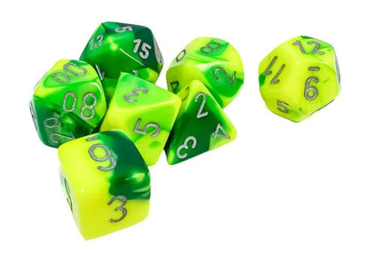 Täringukomplekt Gemini Green & Yellow - Silver (7)-004 Accessories-Brain Games OÜ
