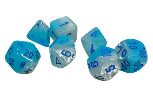 Täringukomplekt Gemini Pearl Turquoise & White - Blue (7)-004 Accessories-Brain Games OÜ