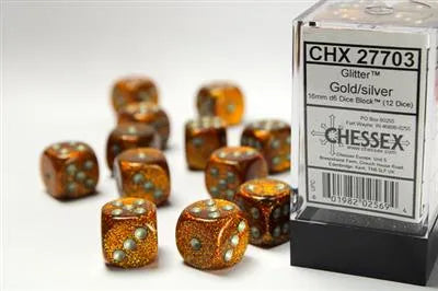 Täringukomplekt Glitter Gold - Silver (12)-Strateegiamängud-Brain Games OÜ