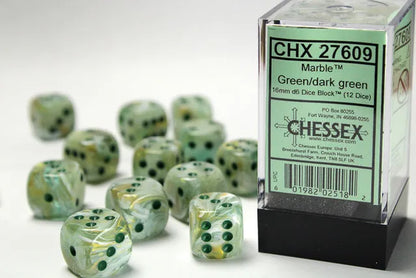 Täringukomplekt Marble Green - Dark Green (12)-Tarvikud-Brain Games OÜ