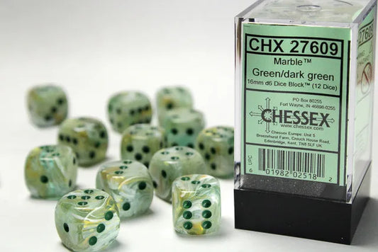 Täringukomplekt Marble Green - Dark Green (12)-Tarvikud-Brain Games OÜ