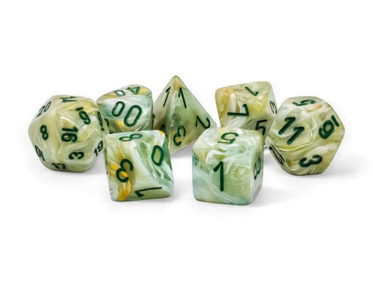 Täringukomplekt Marble Green & Dark Green (7) Mega-hedral-Täringud-Brain Games OÜ