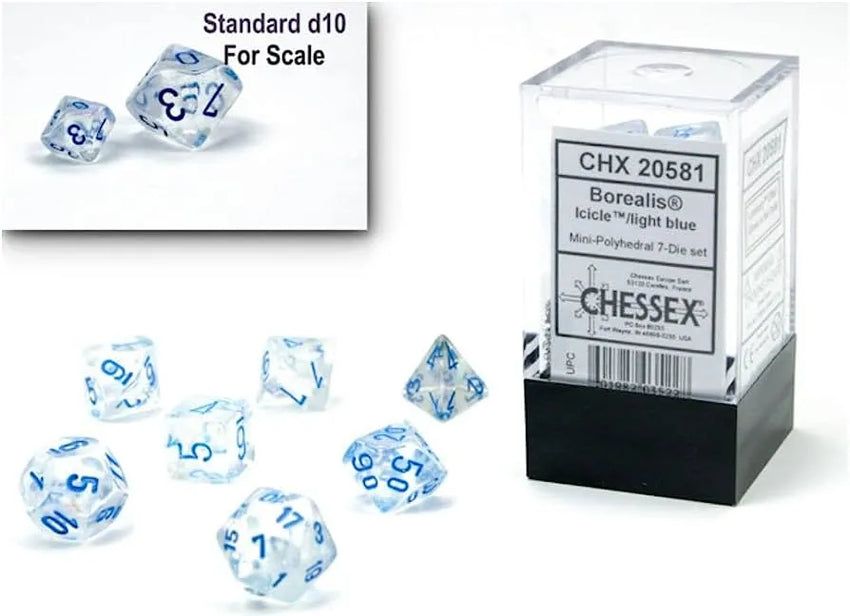 Täringukomplekt Mini Borealis Icicle - Light Blue (7)-004 Accessories-Brain Games OÜ