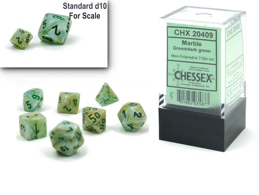 Täringukomplekt Mini Marble Green - Dark Green (7)-004 Accessories-Brain Games OÜ