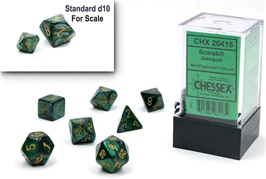 Täringukomplekt Mini Scarab Jade - Gold (7)-Misc-Brain Games OÜ