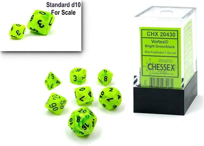 Täringukomplekt Mini Vortex Bright Green - Black (7)-Misc-Brain Games OÜ