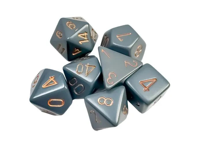 Täringukomplekt Opaque Dark Grey - Copper (7)-004 Accessories-Brain Games OÜ