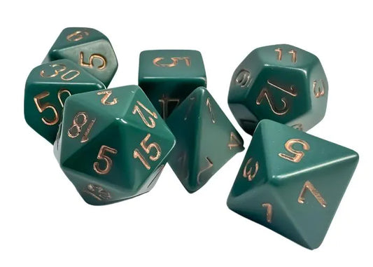 Täringukomplekt Opaque Dusty Green - Copper (7)-004 Accessories-Brain Games OÜ