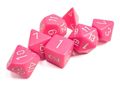 Täringukomplekt Opaque Pink - White (7)-Misc-Brain Games OÜ
