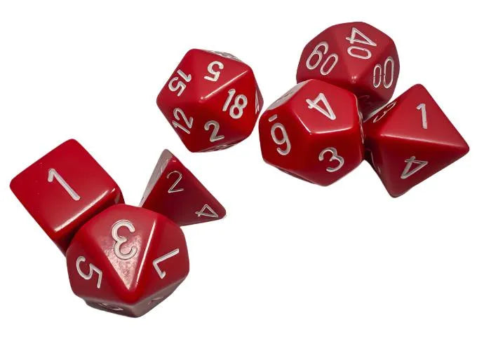 Täringukomplekt Opaque Red - White (7)-004 Accessories-Brain Games OÜ