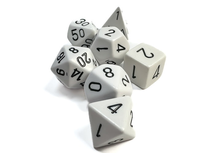 Täringukomplekt Opaque White - Black (7)