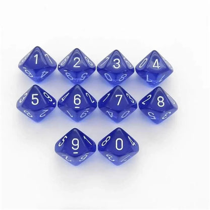 Täringukomplekt Translucent Blue - White (10)-Strateegiamängud-Brain Games OÜ