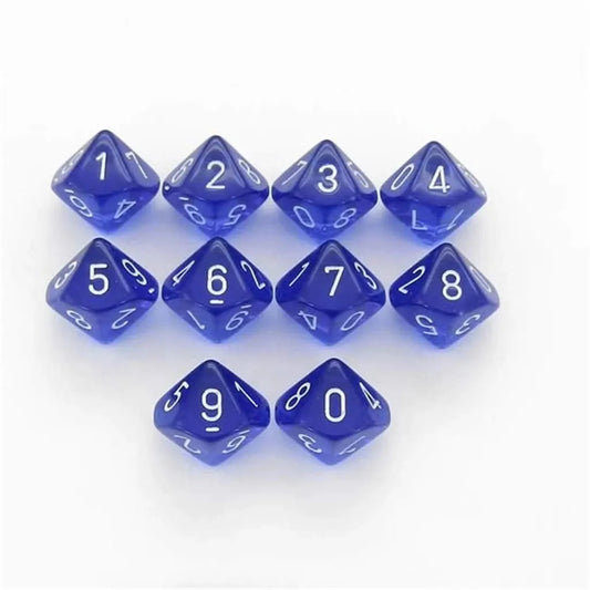 Täringukomplekt Translucent Blue - White (10)-Strateegiamängud-Brain Games OÜ