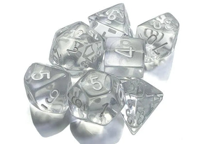 Täringukomplekt Translucent Clear - White (7)-004 Accessories-Brain Games OÜ