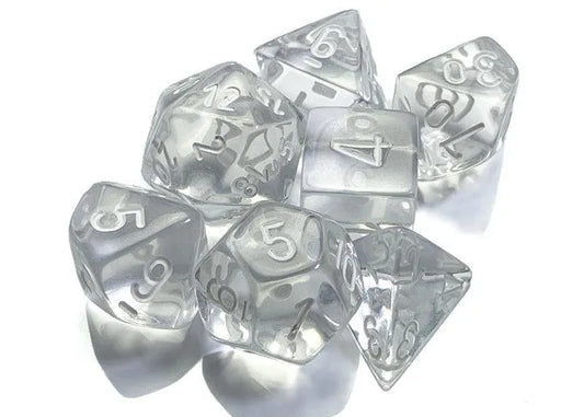 Täringukomplekt Translucent Clear - White (7)-004 Accessories-Brain Games OÜ