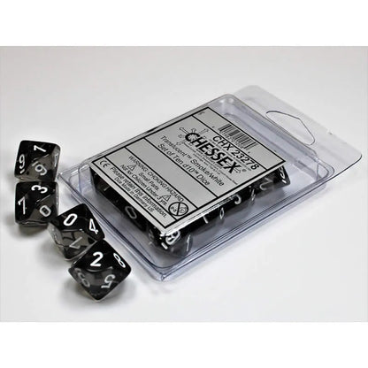 Täringukomplekt Translucent Smoke - White (10)-Strateegiamängud-Brain Games OÜ