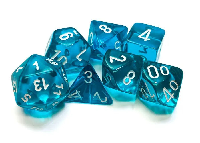 Täringukomplekt Translucent Teal - White (7)-004 Accessories-Brain Games OÜ