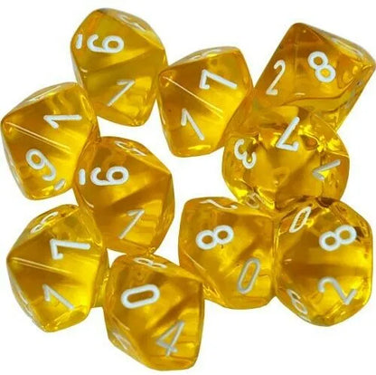 Täringukomplekt Translucent Yellow - White (10)-Strateegiamängud-Brain Games OÜ