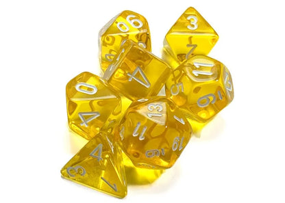 Täringukomplekt Translucent Yellow - White (7)-004 Accessories-Brain Games OÜ