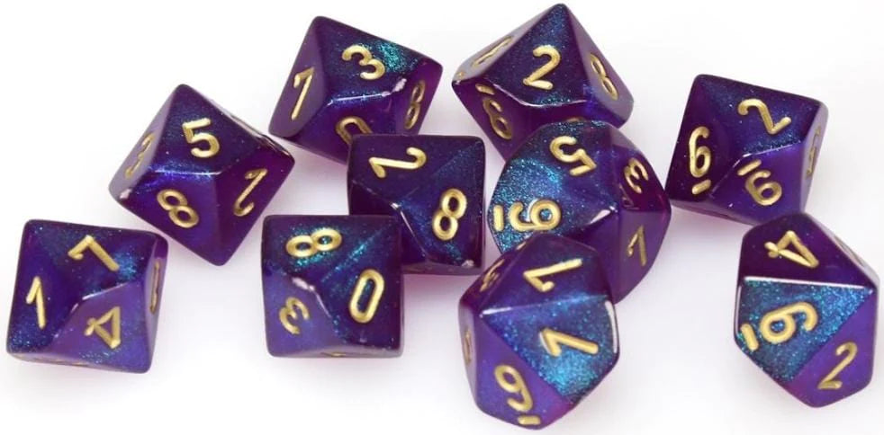 Täringukomplekt Borealis Royal Purple - Gold (10)-Misc-Brain Games OÜ
